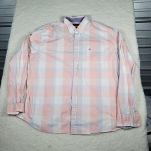 Crown & Ivy Mens XXL Classic Fit Pink Blue Gingham Button Down Shirt Long Sleeve